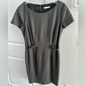 Hugo Boss short sleeve charcoal grey lined sheath dress. Size 8